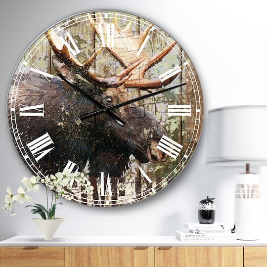 Designart 'Open Season Moose Oversized Traditional Wall Clock